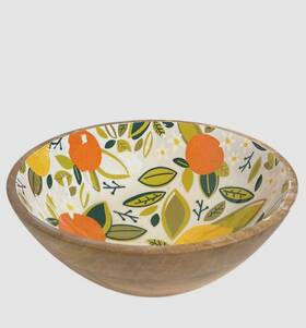 Fnd-w21rbwl Coton Colors By Laura Johnson Citrus Mango Wood Footed Bowl