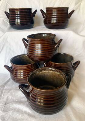 101-346 Crate And Barrel Brunswick Stoneware Soup Bowls - Set Of 6 Excellent Condition