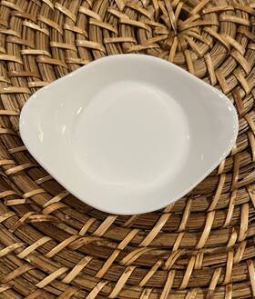 174-963 Crate And Barrel White Mini Condiment Dip Dish Bowl Ceramic Grip Sauce Set Of 6