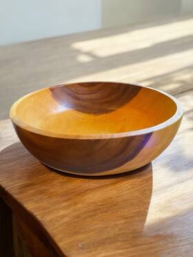 178-535 Crate And Barrel 11.5 Inch Acacia Wood Salad Serving Bowl