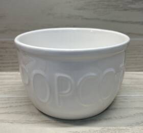 338-932 Crate And Barrel White Mini Popcorn Ceramic Individual Bowl 2008 5.5x3.5 Inch