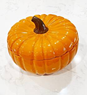 477-327 Crate And Barrel Pumpkin Server Large With Cover Lidded B Eigen Design