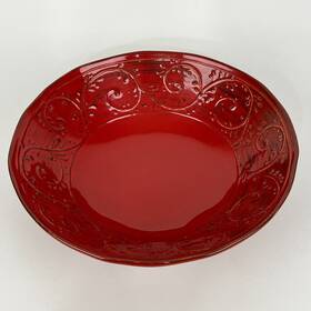 612-553 Crate And Barrel Carmen Broccato Large Serving Bowl 12 1/2 Inch Round Retired Italy