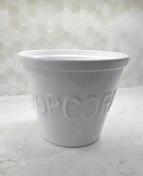 614369 Crate And Barrel Large Popcorn Bowl Tub White Ceramic Earthenware
