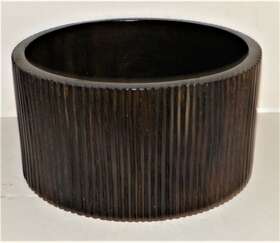 616-311 Crate And Barrel Ridged Serving Bowl Large Dark Brown 10.6 Inch