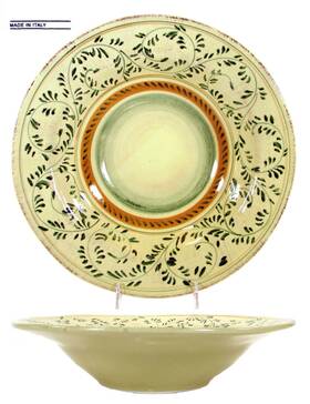 637-359 Crate And Barrel Emilia 14 Inch Round Serving Pasta Bowl Italian Pottery Italy