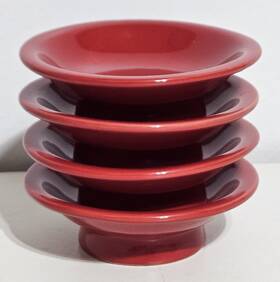 669-499 Crate And Barrel Cupcake Pedestals Red Set Of 4 Dessert Sauce Bowls