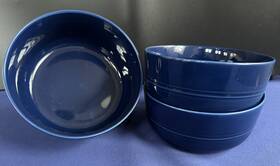 Crate And Barrel 672-813 Aaron Probyn Navy Blue Soup Cereal Bowls Set Of 3 2 New
