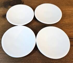 621-668 Crate And Barrel Cb2 Sauce Plates White Porcelain Set Of 4 Round Dipping Appetizer