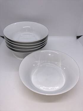 Cbl56 Crate And Barrel Rimless White 7 Inch Bowl Nan Swid Design Set Of 6 A5