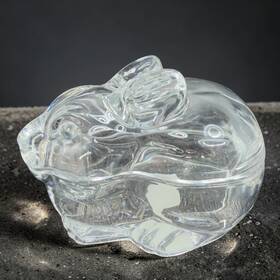 Crate & Barrel 324-366 And Clear Glass Covered Bunny Rabbit Candy Dish Trinket Box New
