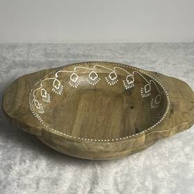 Cravings 085081190710 By Chrissy Teigen Rustic Farmhouse Mango Wood Boho Serving Bowl