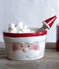 Creative Co-op New Christmas Ceramic Santa Claus Bowl Canap Knife 2 Pc Set 807472788777