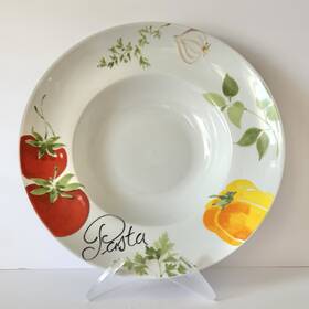 C4r5 Crofton Vtg Inch Pasta Serving Bowl 11.8 Tomatoes Pepper Garlic Herbs -
