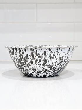 Crow Canyon Home 026177180093 Enamelware Serving Bowl 2 Quart Grey/white Splatter Rare Find