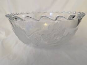 301854 Crystal Clear Studios Chrysanthemum Frosted 10 1/2 Inch Serving Bowl By