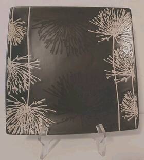 1-s4q3 Cuisinart By Baum Brothers Shadow Garden Plate Black Stoneware Cdst
