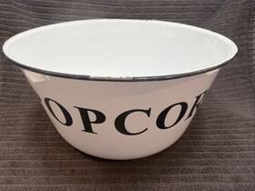 Cwi Gifts 804552029119 Popcorn Enamelware Bowl 4 3/4 Inch X 9 Quart Distressed Black White Vintage