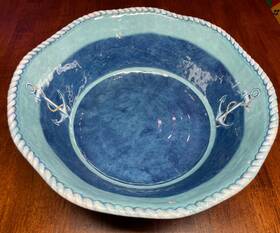 Cynthia Coulter 887424016042 Vintage Melamine Sail Away Nautical Anchor Serving Bowls 14 Inch