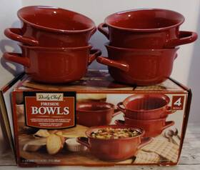 Daily Chef 078742061627 Set Of 4 Fireside Bowls Stoneware Red Soup