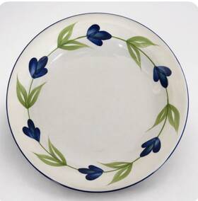 Dansk Dan43 Verona Rim Soup Pasta Bowl 9.5 Inch Blue Floral China
