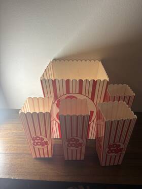 Dayton Hudson 35035b 1989 Striped Plastic Popcorn Bowl Set Red And White 5-piece