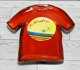 Dei 747552533586 Dennis East Ceramic T Shirt Shaped Serving Plate Paradise 9-3/4 Inch Euc