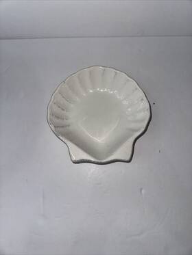 54954 Dennis East Scalloped Seashell Shaped Serving Candy Nut Bowl White Ceramic