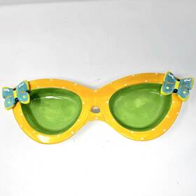 Dennis East 747552532312 Vtg Sunglasses Chip And Dip Serving Dish Ceramic Butterflies 2004