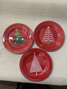 02639 Dennis East Dei Melamine Salad/lunch Plates 9 Inch Modern Christmas Tree Designs Read