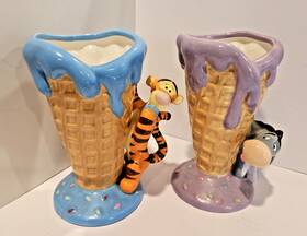 Disney 436040334230 Eeyore And Tigger Waffle Ice Cream Cone Sundae Cup Holders 6 Inch Lot Of 2