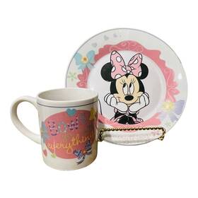 Disney 795229332574 Minnie Mouse Coffee Mug W 7 Inch Serving Plate Set Bow Happy Face Positive