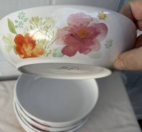 Dl00648940 Dolly Parton Trademark Earthenware 6ct Ceramic Large 8 Inch Serving Pasta Bowl Floral Poppy