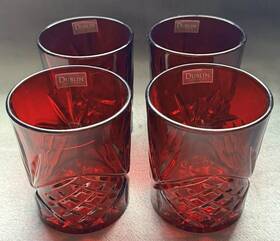 Dublin Shannon By Godinger 25663 Old Fashioned Glasses Collection Ruby Red Crystal 4pc 11oz