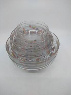 0713 Durable Vintage 2 Sets Of 5 Glass Bowls With Fruit Pattern Heat Resistant