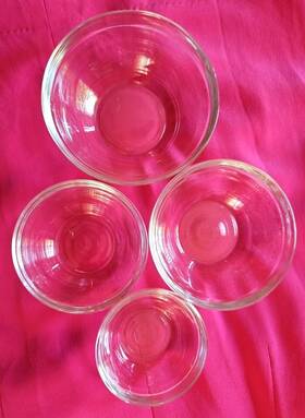 5674526 Duralex Nesting Condiment Mixing Bowls Clear Glass Made In France Vintage