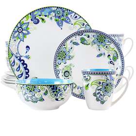 935116162m Elama Blue Crush Porcelain Dinnerware Set Multicolored 16 Piece