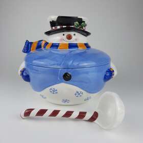 Elements 028225180994 Whimsical Snowman Soup Tureen Pot Serving Bowl Christmas Holiday With Lid