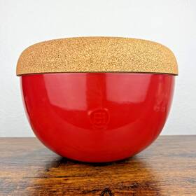 Emile Henry Eh348764 Ceramic Deep Storage Bowl Cork Fruit Keeper Root Pantry Burgundy Red