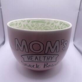 Enesco Our Name Is Mud 045544954136 Moms Healthy Snack Bowl In Pink 4 Inch H X 5 W