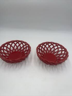 Espana Lifestyle 048552294935 Red Blaze Hot N Cold Mini Bread Basket Earthenware Lattice Bowl