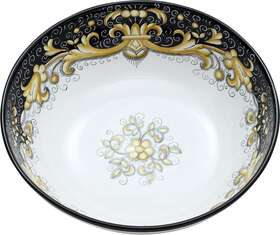 Eurolux Home 007/bkg-dcl Serving Pasta Salad Bowl Deruta Colori Majolica Scrollwork Gold Black Ceramic