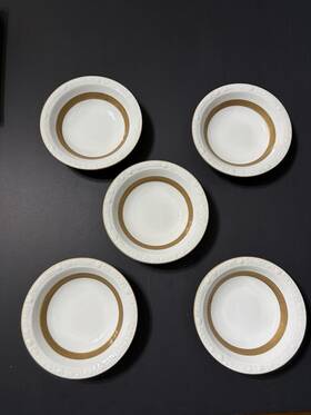 Excelsior Narumi Japan 5462 Vintage Britanny Fine China Soup Bowls White Gold