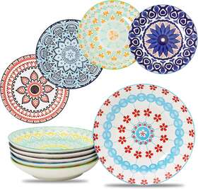 Jjplde21 Farielyn-x Large Salad Pasta Bowls Set Of 6 Wide And Shallow Porcelain Dinner Bowl/dishes