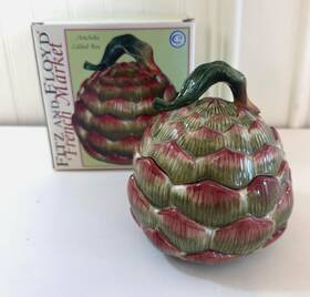 Fitz & Floyd 2063/51-mc Vintage And French Market Artichoke Covered Soup Candy Bowl Green