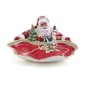 Fitz & Floyd 5293962 And Holiday Home African American Santa Serving Bowl Multicolored