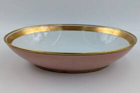 Ff-26 Fitz & Floyd And Renaissance Pink Peach Serving Bowl Oval 10.5 Inch Vintage 1970s