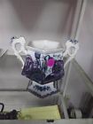 1850-60 Floral Lustre Handle Bowl Flow Blue 2 Lid Sugar Antique Pasteware