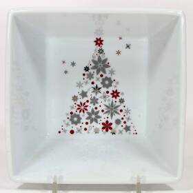 14fnht1210 Food Network Holiday Tree 5.5 Inch Square Cereal Dessert 20oz Bowl Linzer Christmas