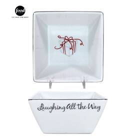 Fnedm1004a Food Network Eat Drink And Be Merry 24oz Soup 5.5 Inch Bowl St. Nicholas Square Gift